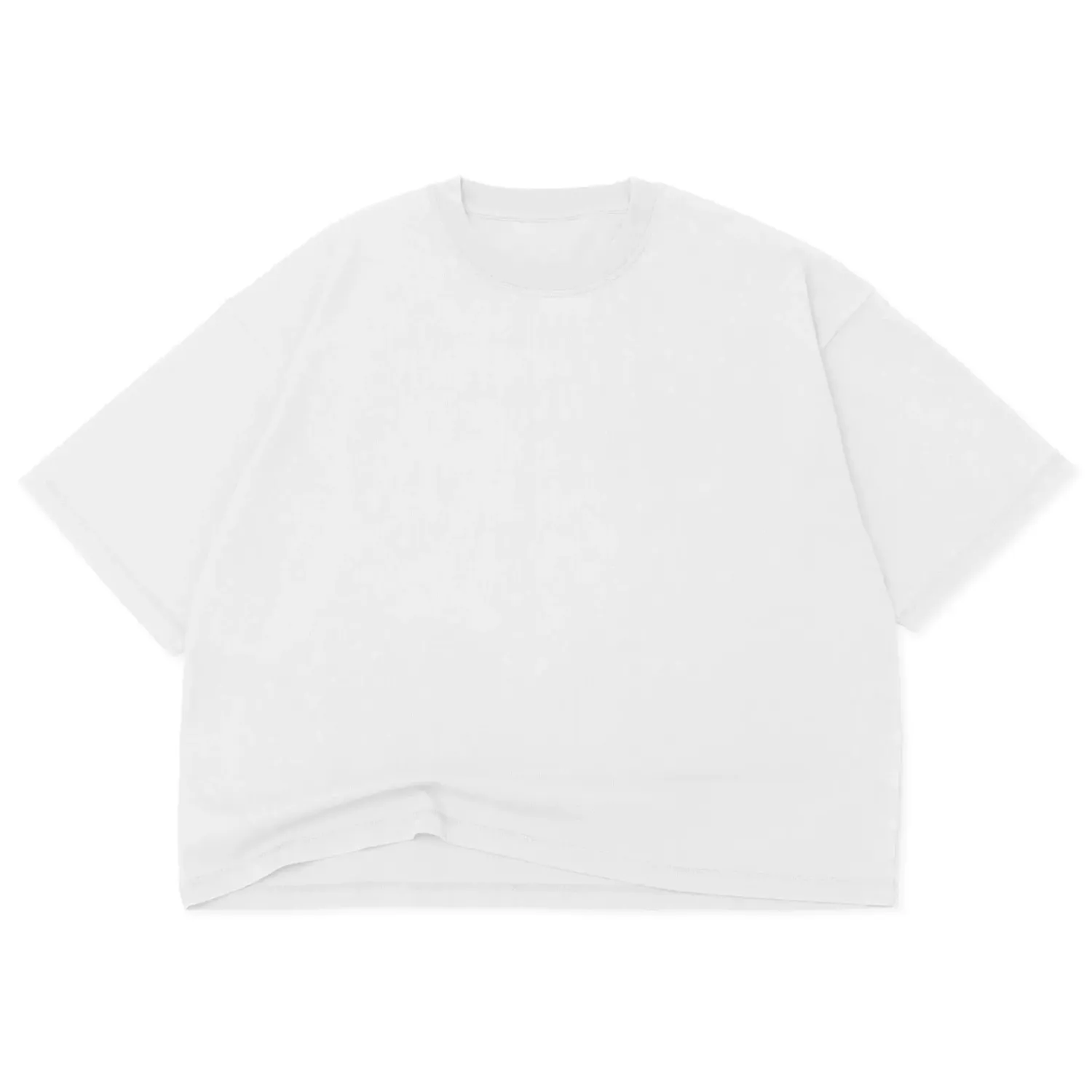 Front View Of Cotton Collective Drop Crop Tee In Blanc White With Relaxed Cropped Fit.