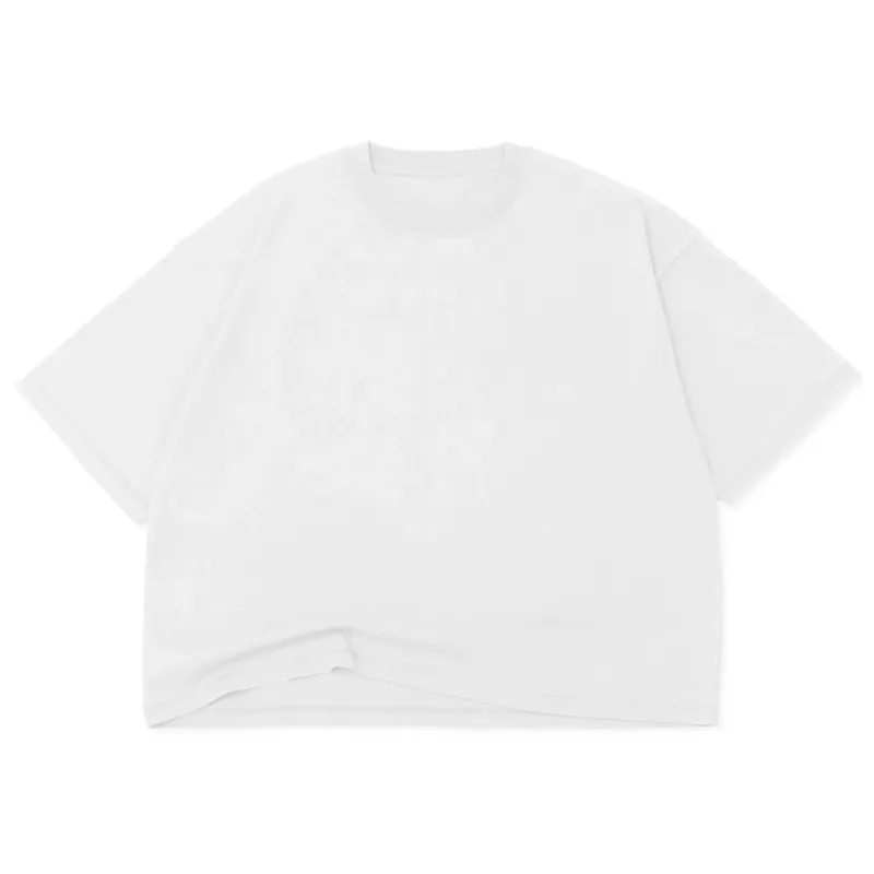 Front View Of Cotton Collective Drop Crop Tee In Blanc White With Relaxed Cropped Fit.