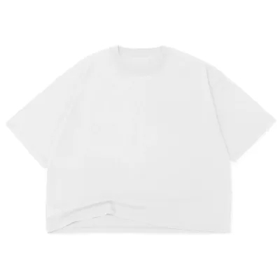 Front View Of Cotton Collective Drop Crop Tee In Blanc White With Relaxed Cropped Fit.