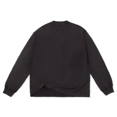 Front View Of Cotton Collective Waffle Long Sleeve Tee In vintage black.