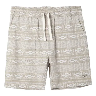 Front View Of Dark Seas Cyrus Shorts In Moss And White With Drawstring Waist And Embroidered Logo.