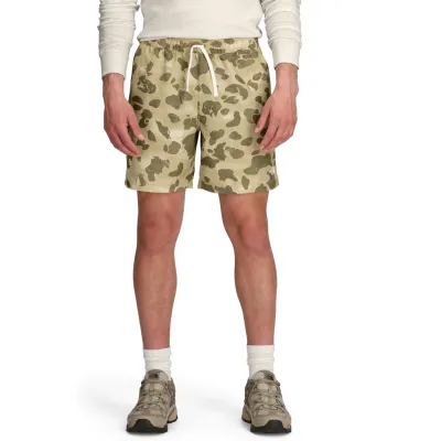 Model Wearing The North Face Action Short 2.0 In Cedar Heritage Camo Print Front View.