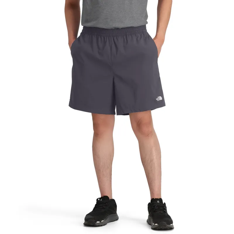 Model Wearing The North Face Class V Pathfinder Pull-On Shorts In Endless Dusk Front View.