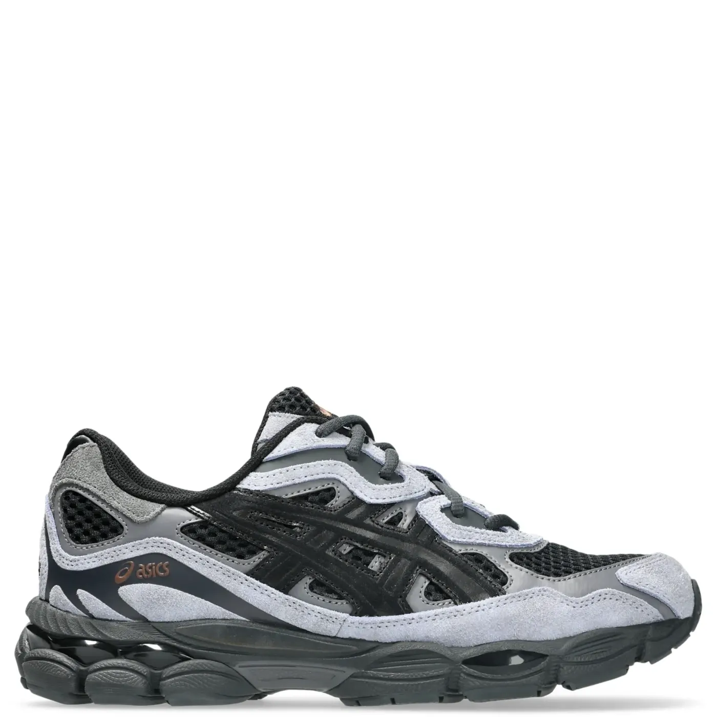 Opposite side view of ASICS GEL-NYC Black Cement Grey with heritage running design