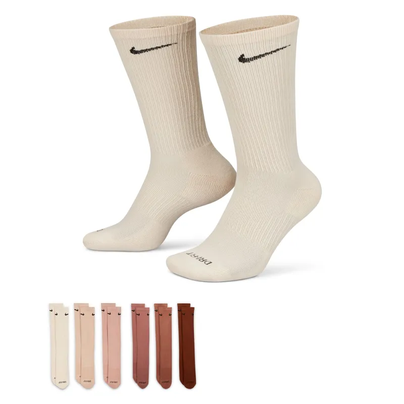 Nike Everyday Plus cushioned crew socks in cream with black Swoosh logo
