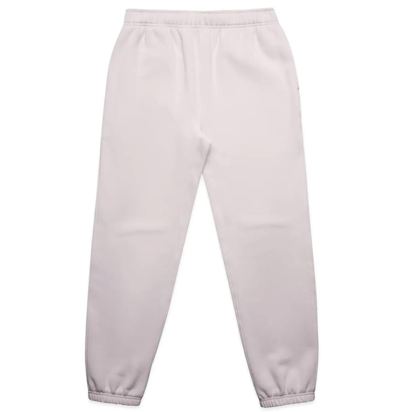 AS Colour orchid track pants flat lay front with tapered leg and elastic cuffs