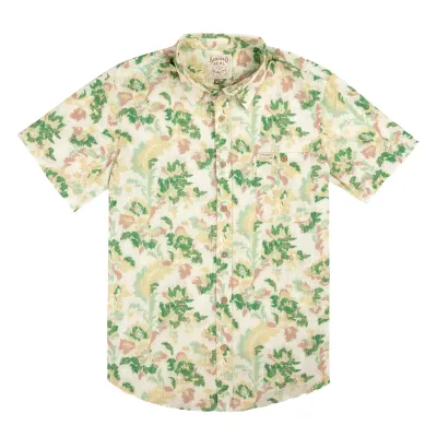 Sendero City Slicker shirt in Alondra print with cream base and green floral pattern