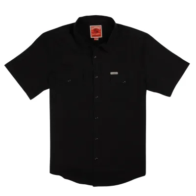 Sendero Wyatt black pearl snap shirt front view with dual chest pockets