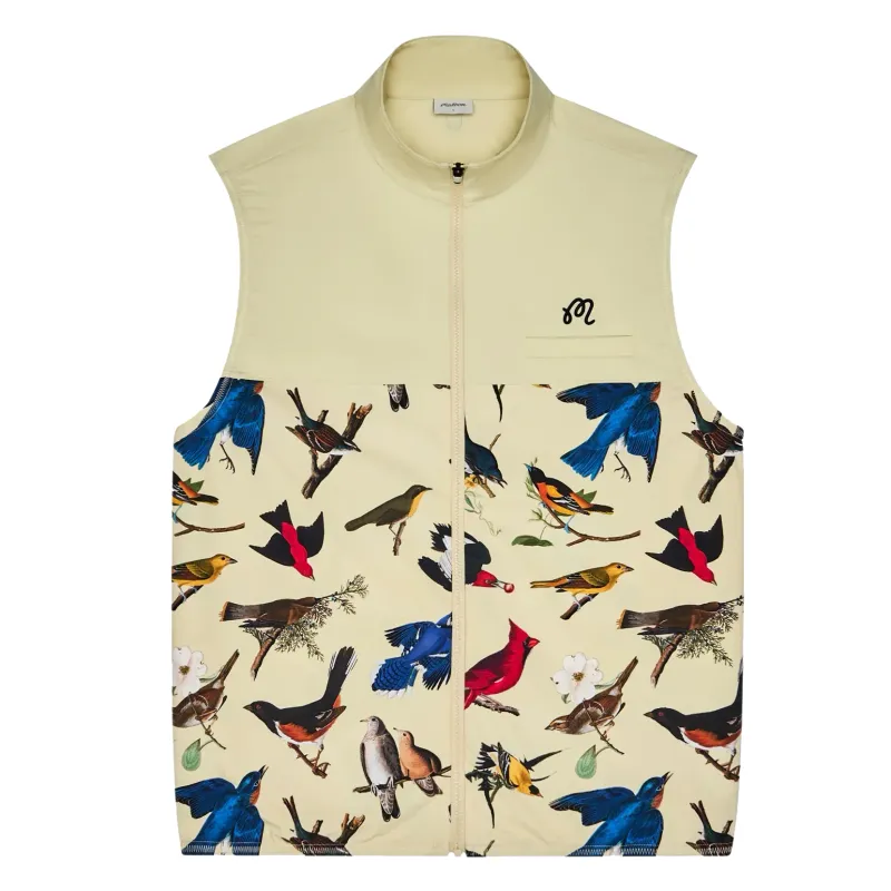 Front flat lay showing full-zip closure, chest logo, and Birds of Georgia artwork