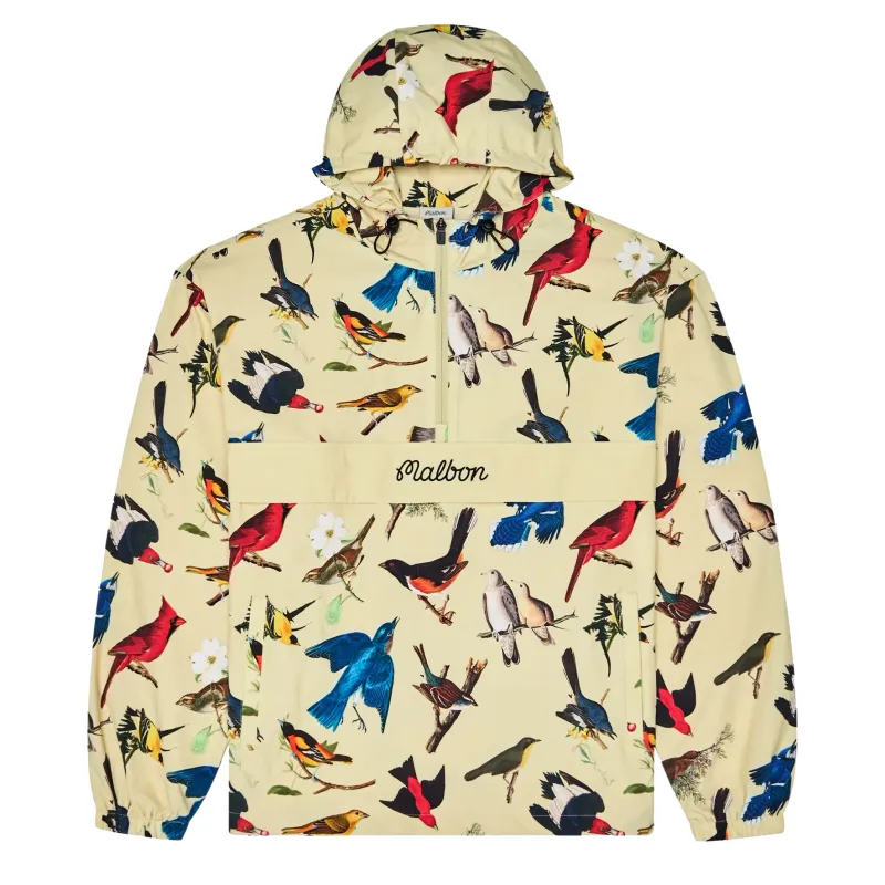 Front flat lay of anorak highlighting pullover design, front pocket, and all-over print