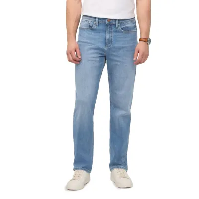 DUER Performance Denim+ Relaxed Straight jeans in Summit wash front view