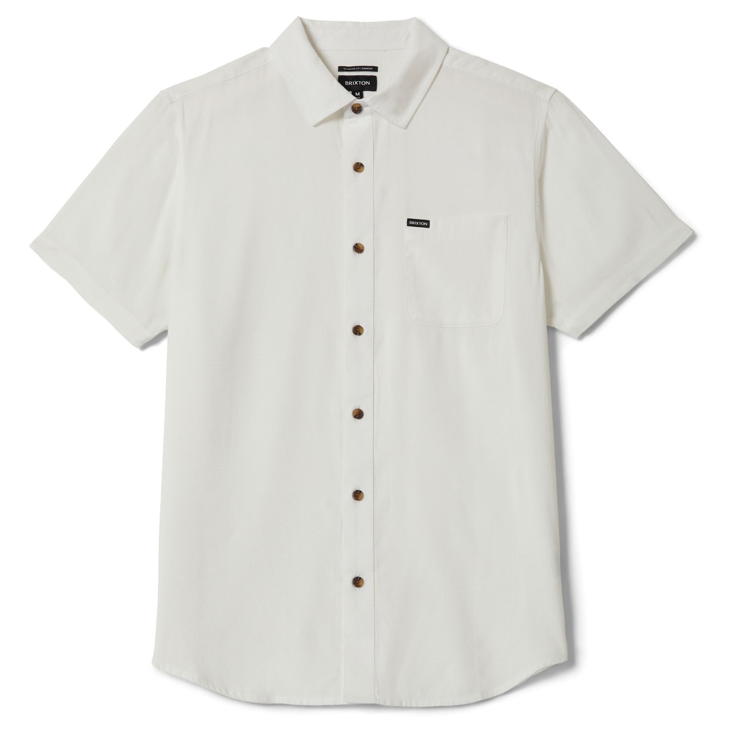 Brixton Charter Slub short sleeve shirt in off white with button-up front and single chest pocket