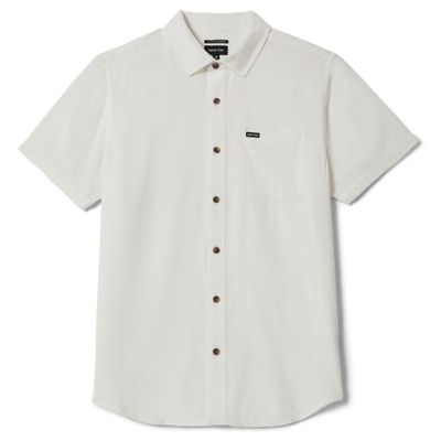 Brixton Charter Slub short sleeve shirt in off white with button-up front and single chest pocket