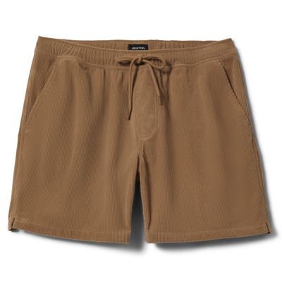 Brixton Everyday corduroy shorts in vintage khaki with elastic waistband and drawstring
