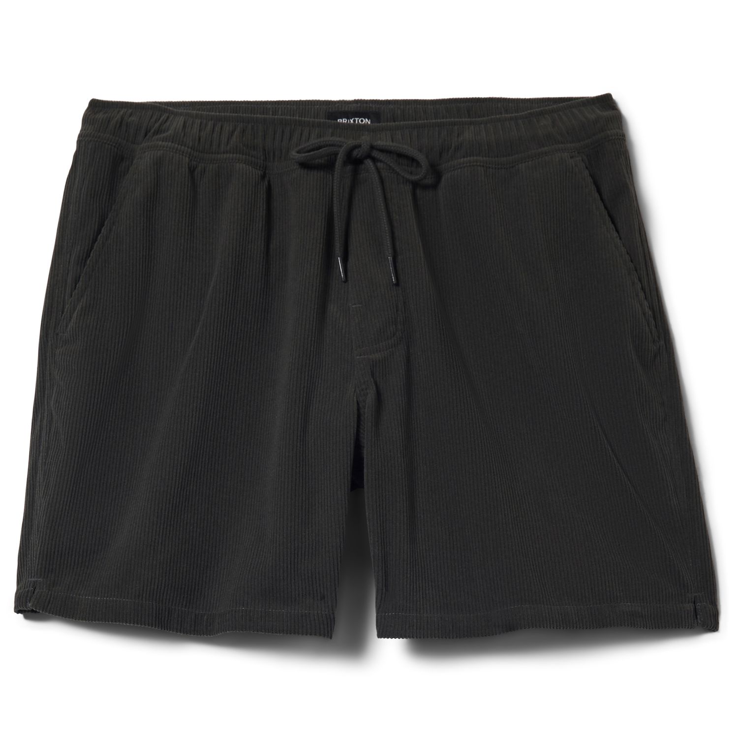 Brixton Everyday corduroy shorts in vintage black with elastic waistband and drawstring front