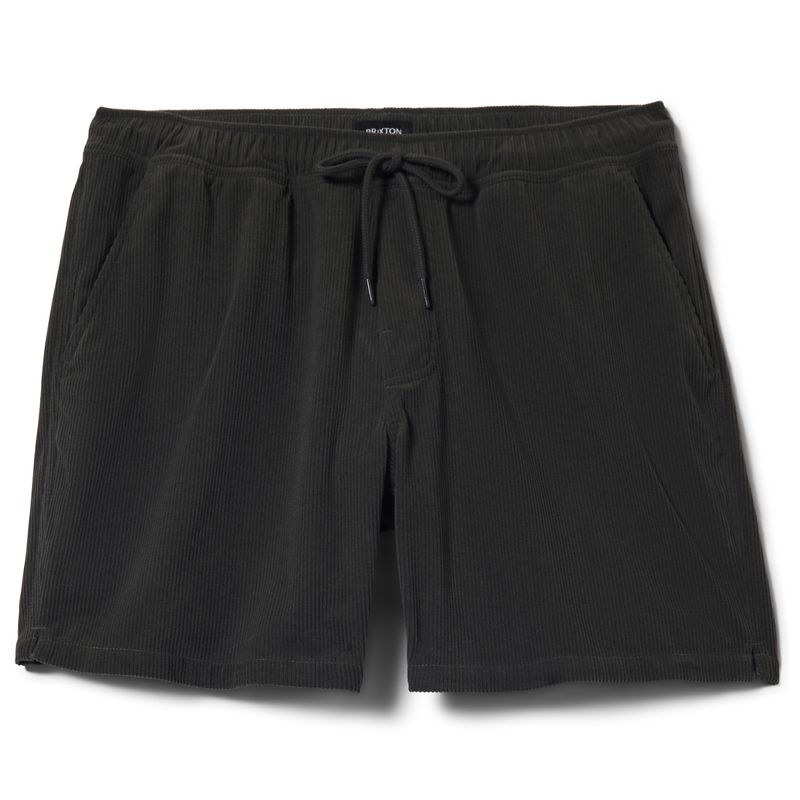 Brixton Everyday corduroy shorts in vintage black with elastic waistband and drawstring front