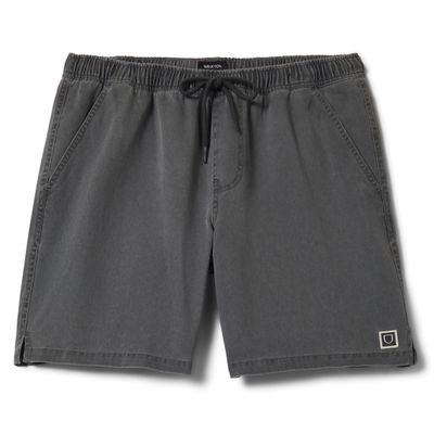 Brixton Everyday vintage wash shorts in faded black with elastic waistband and drawstring front