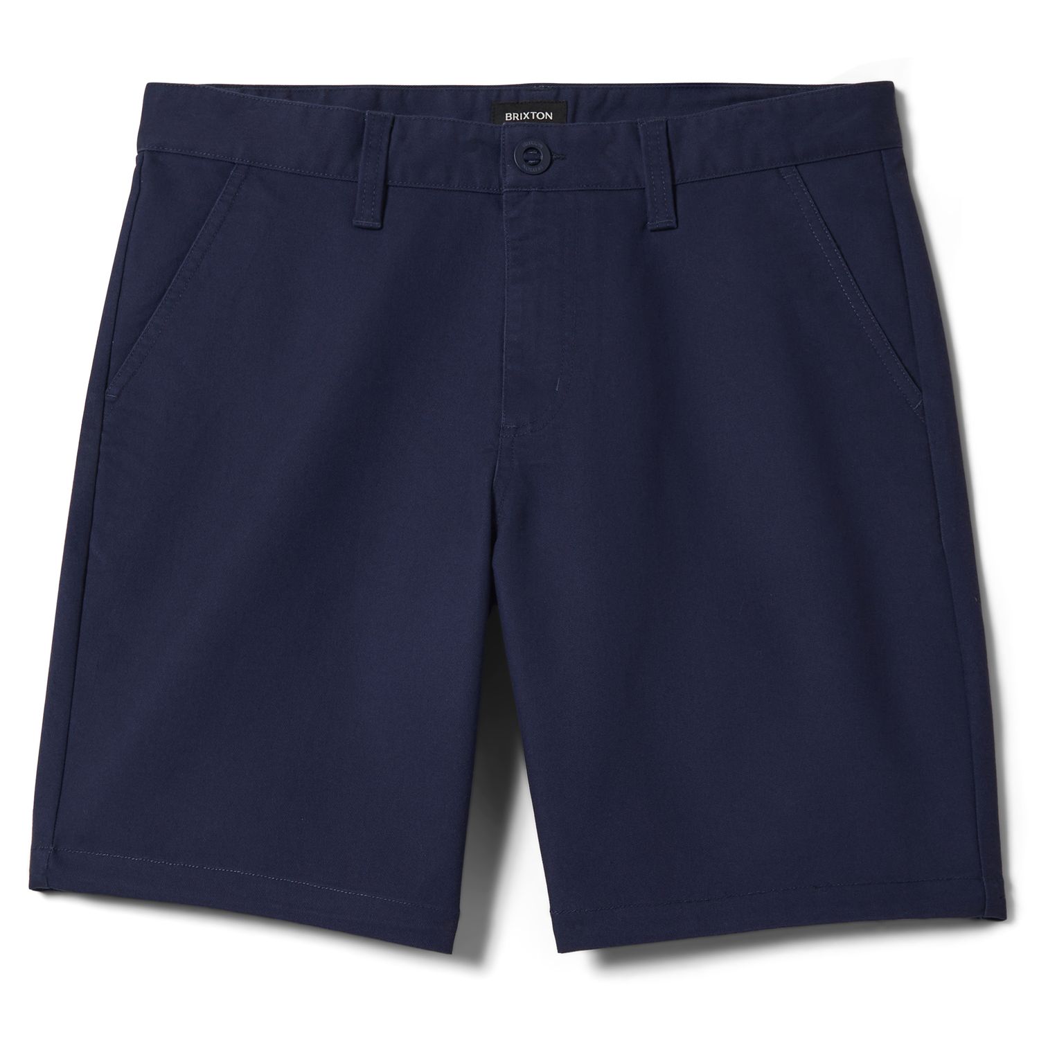 Brixton Santo chino shorts in midnight navy with button closure and belt loops