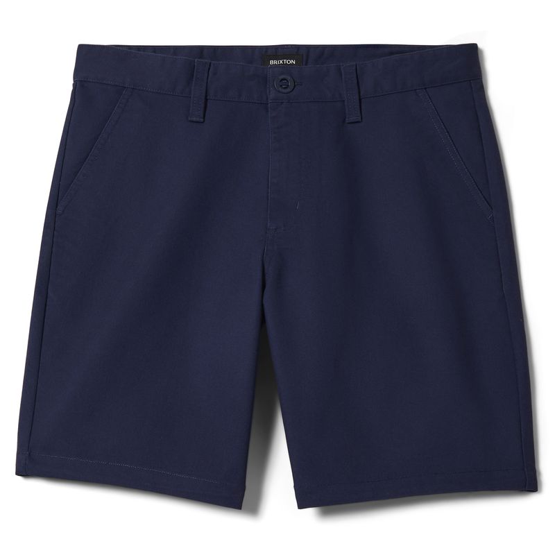Brixton Santo chino shorts in midnight navy with button closure and belt loops