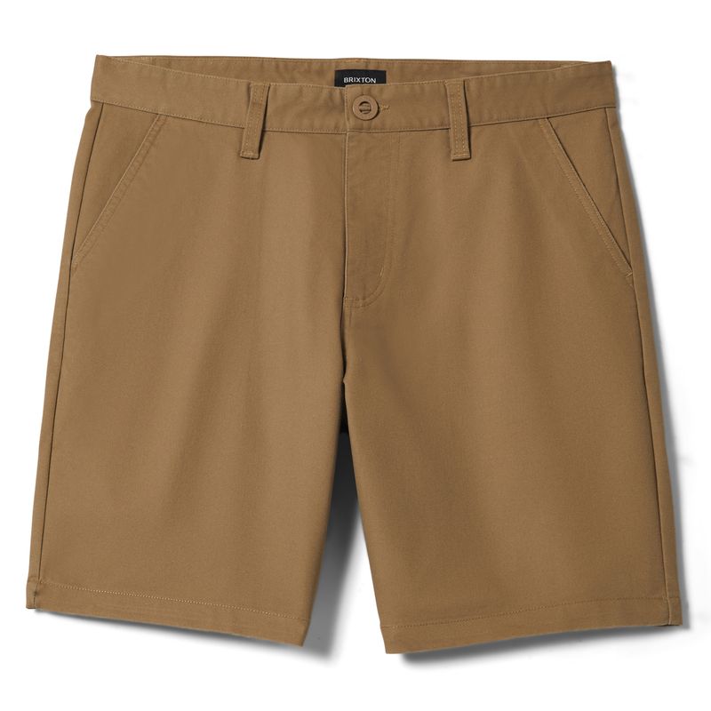 Brixton Santo chino shorts in khaki with button closure and belt loops