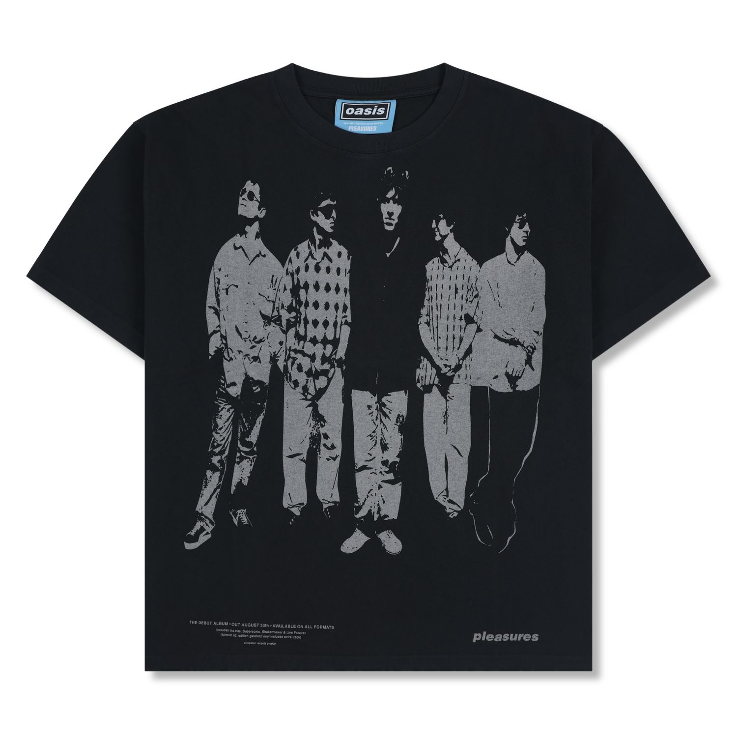 Faded black Oasis graphic t-shirt with band image front
