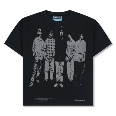 Faded black Oasis graphic t-shirt with band image front