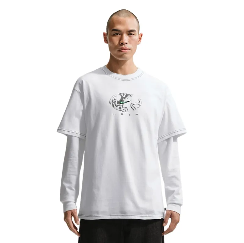 Front view of white Nike SB Ishod Tee with graphic chest print and relaxed silhouette.