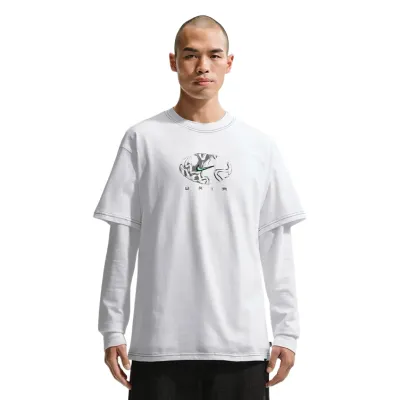 Front view of white Nike SB Ishod Tee with graphic chest print and relaxed silhouette.