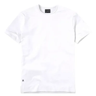 Cuts AO Split-Hem Tee in white front flat lay