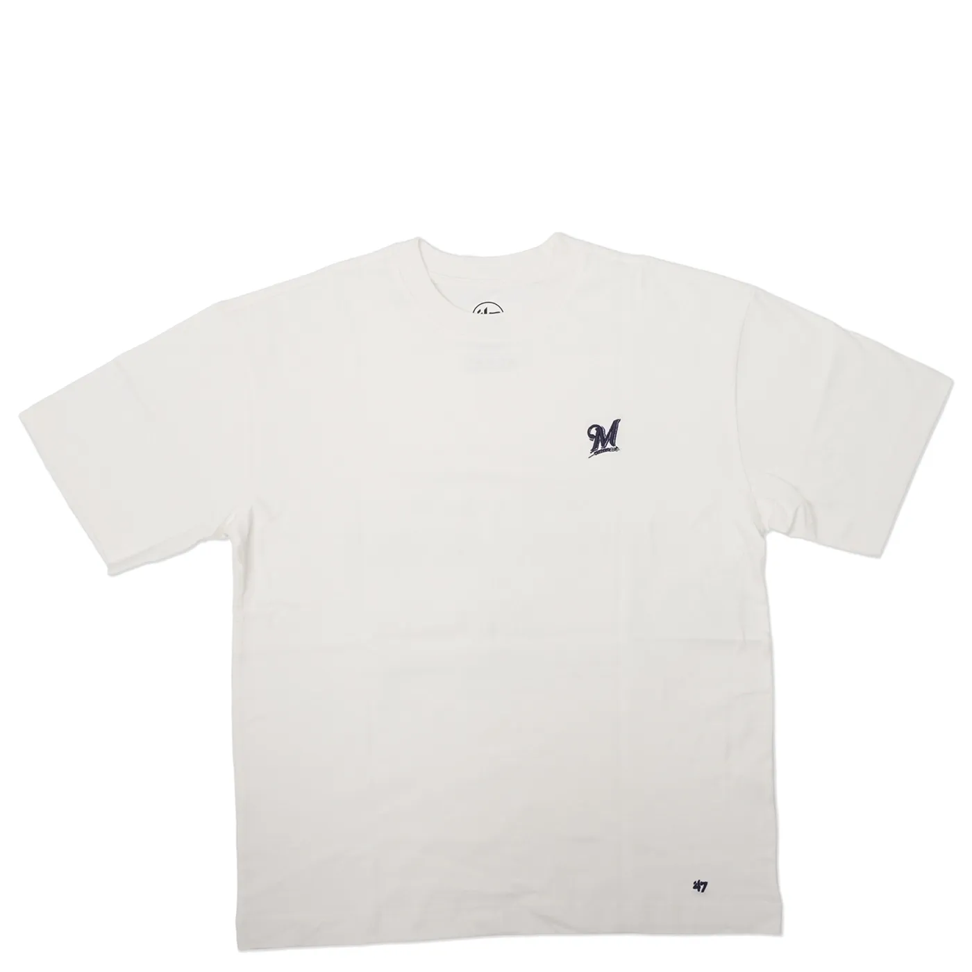 Front view of Milwaukee Brewers sandstone tee with small embroidered style logo on chest.