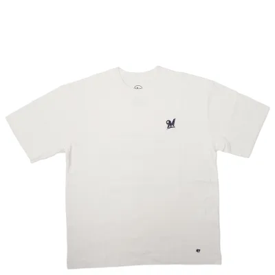 Front view of Milwaukee Brewers sandstone tee with small embroidered style logo on chest.