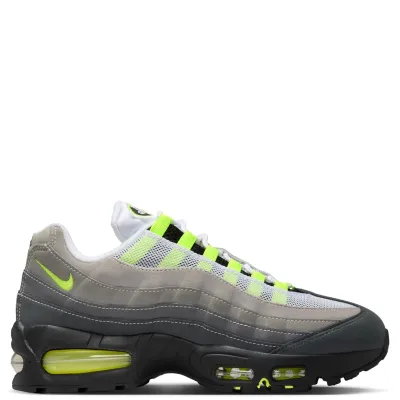 Opposite side view of shoe with neon accents and mesh upper