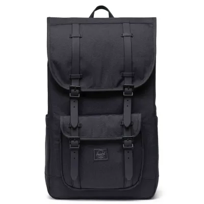 Alternate front view of black tonal backpack with clean minimal design
