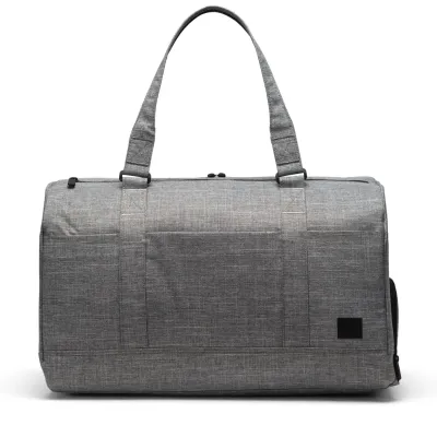 Herschel Novel Duffle Tech in raven crosshatch with dual carry handles and structured front panel
