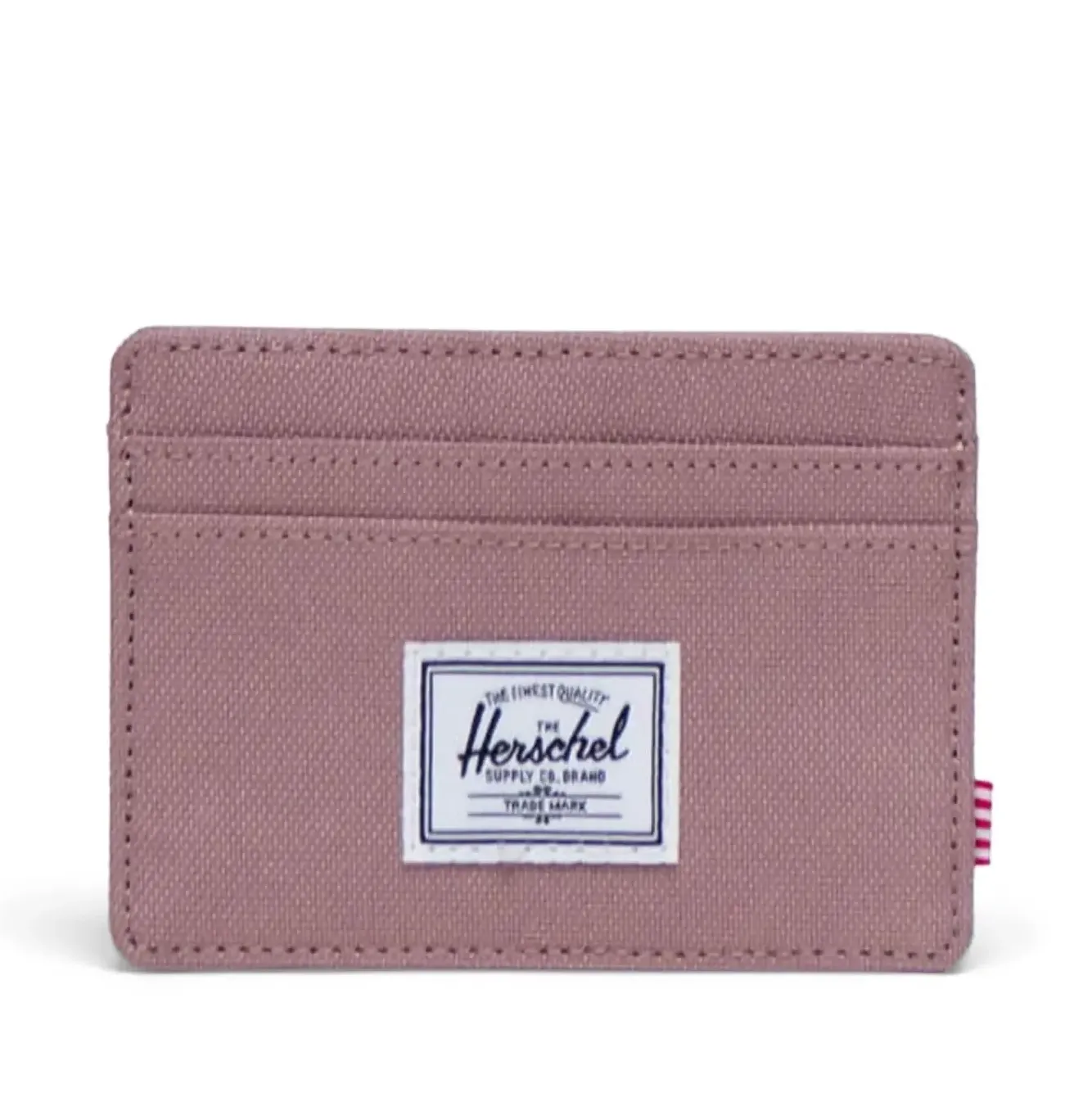 Herschel Charlie cardholder wallet in Ash Rose with front logo and card slots