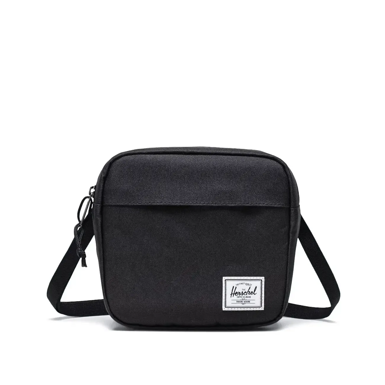 Herschel Classic crossbody bag in black with front logo patch and zip closure
