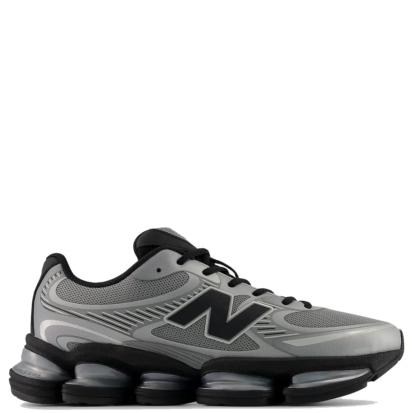 Lateral side view of New Balance ABZORB 2000 sneaker in Slate Grey and Silver Metallic
