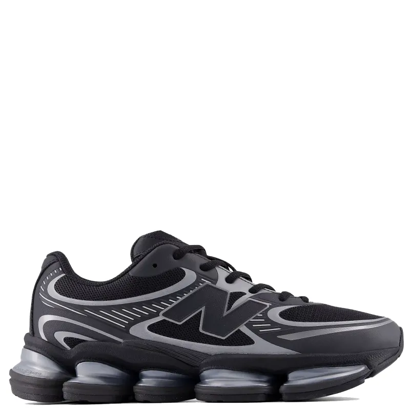 Lateral side view of New Balance ABZORB 2000 sneaker in Black and Silver Metallic
