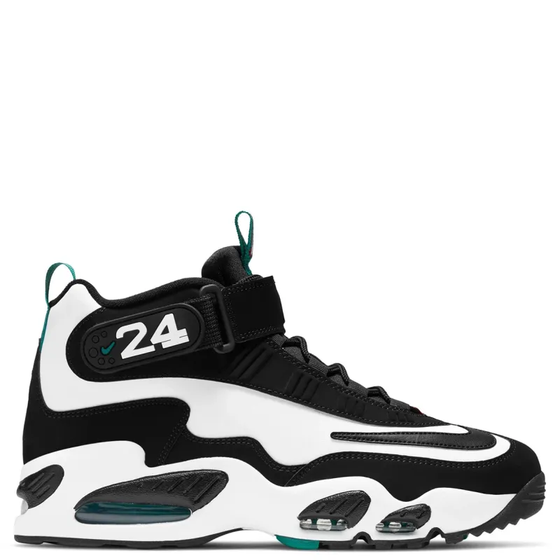 Lateral side view of Nike Air Griffey Max 1 White Freshwater with signature ankle strap detail