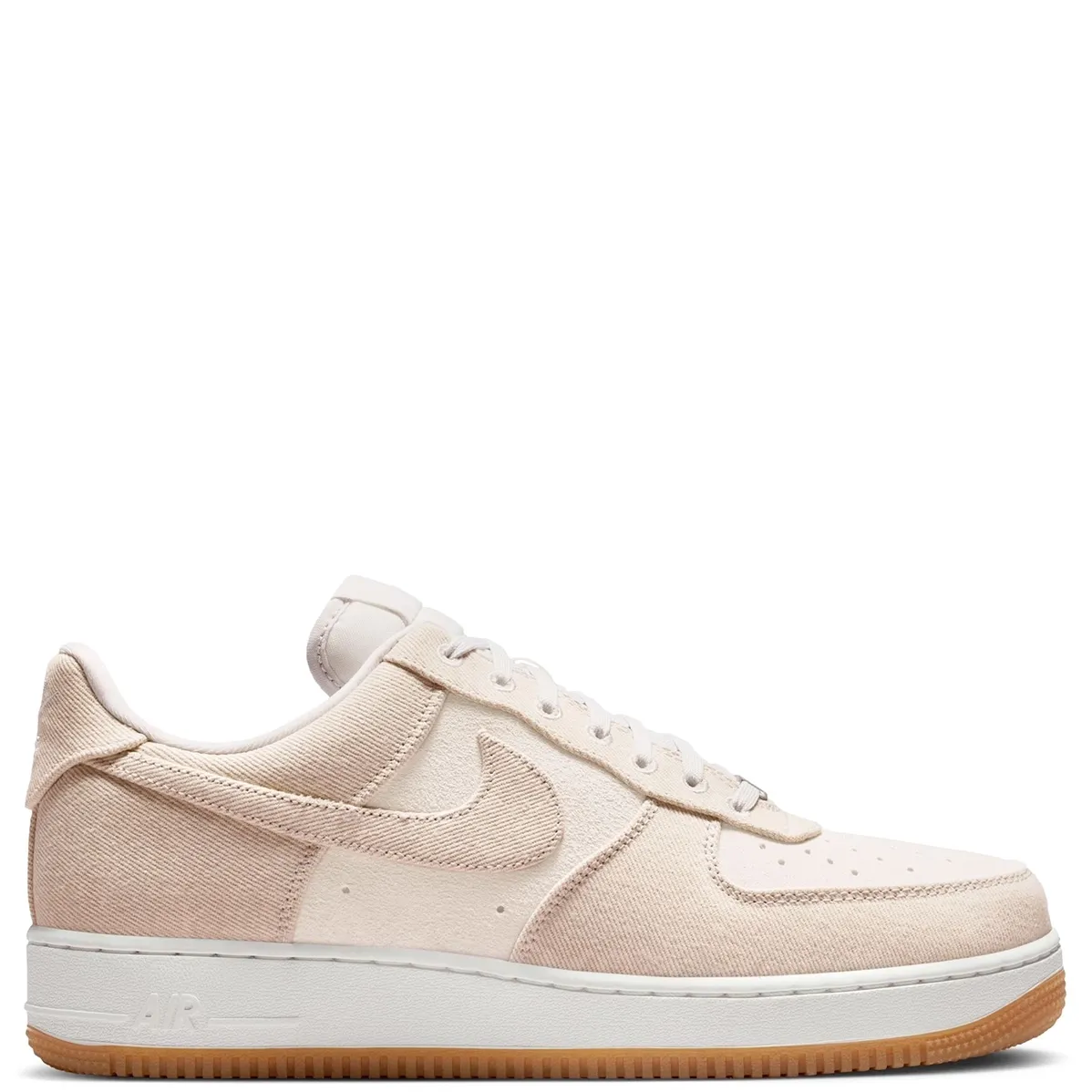 Medial side view of Air Force 1 highlighting clean paneling and tonal stitching details
