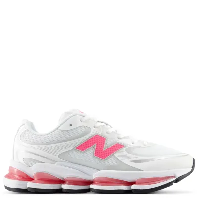 New Balance ABZORB 2000 white sneaker with pink accents lateral view
