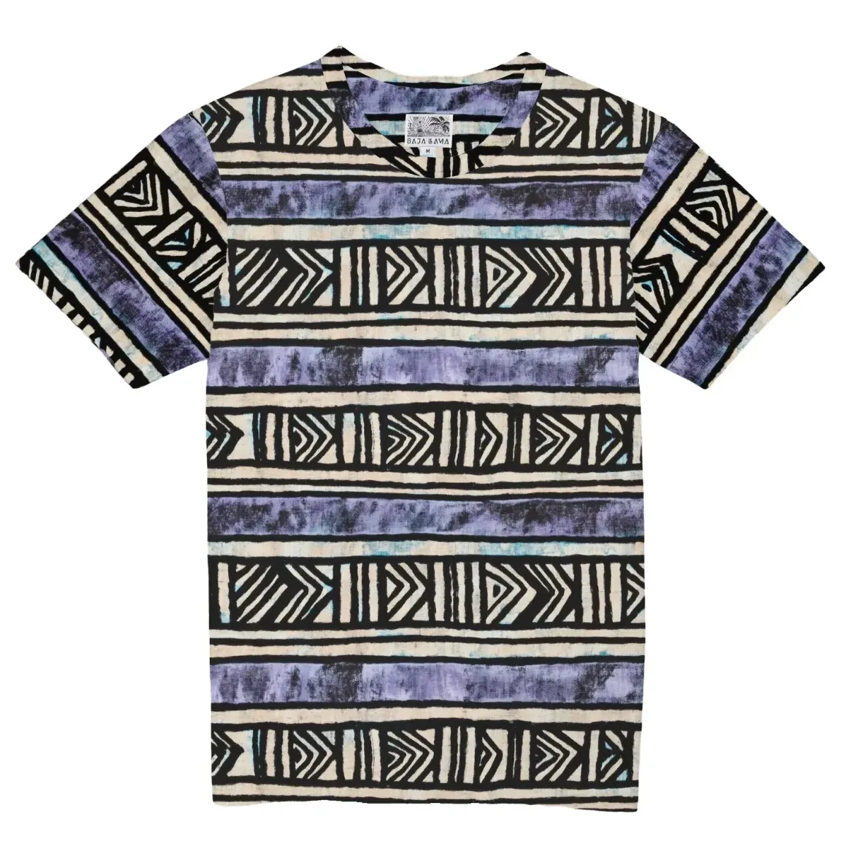Baja Llama The Good Ol' Days Special Edition Tee in Multi featuring an all-over geometric stripe print.