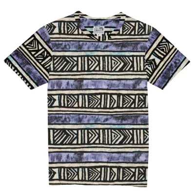 Baja Llama The Good Ol' Days Special Edition Tee in Multi featuring an all-over geometric stripe print.