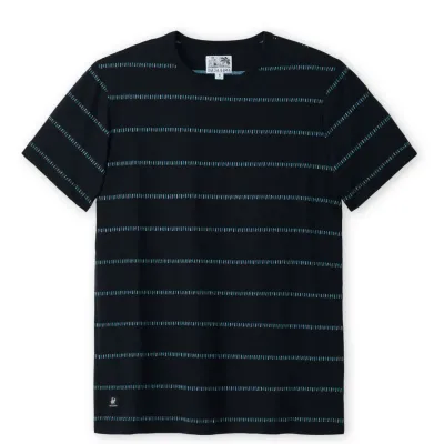 Front view of the Baja Llama Onassis Jacquard Tee in Black.
