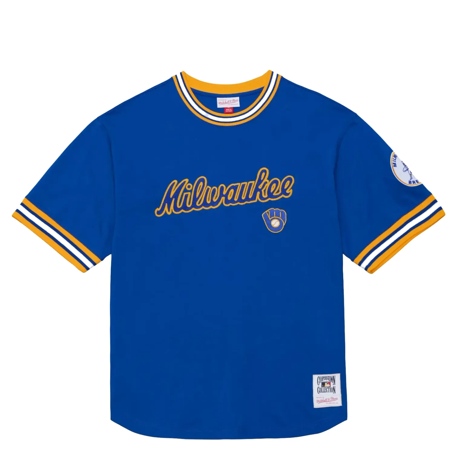 Royal Milwaukee Brewers ringer tee front with embroidered script logo