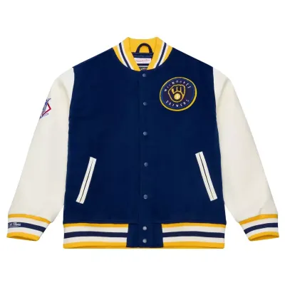 MITCHELL &amp; NESS MILWAUKEE BREWERS DAY OFF VARSITY JACKET