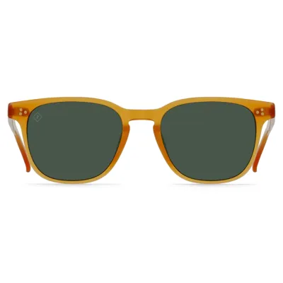 Front view of RAEN Alvez sunglasses featuring green polarized lenses and keyhole bridge.