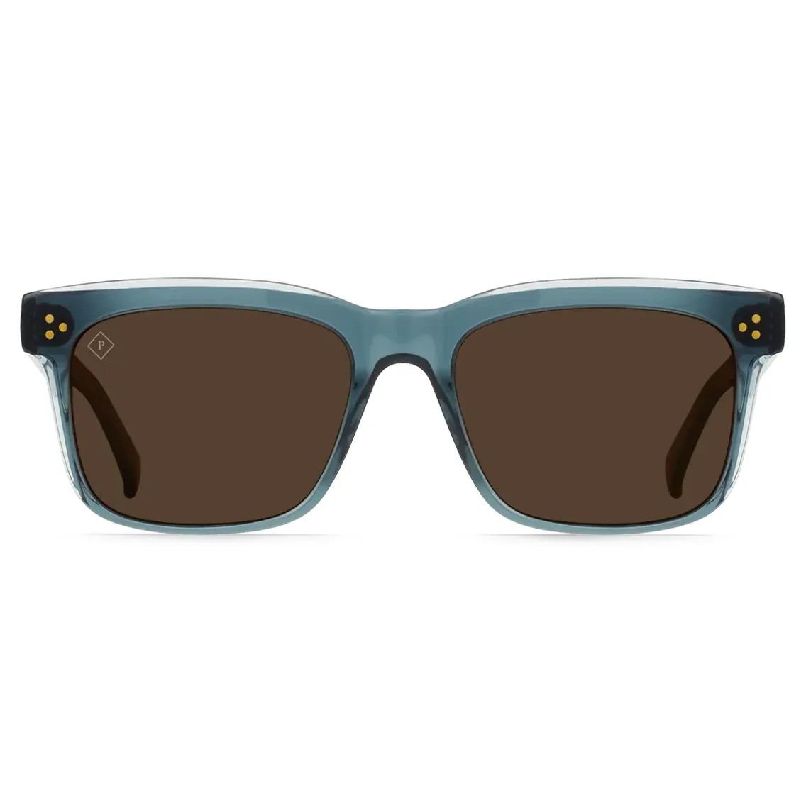 Front view of RAEN Breven sunglasses featuring brown polarized lenses and a square silhouette.