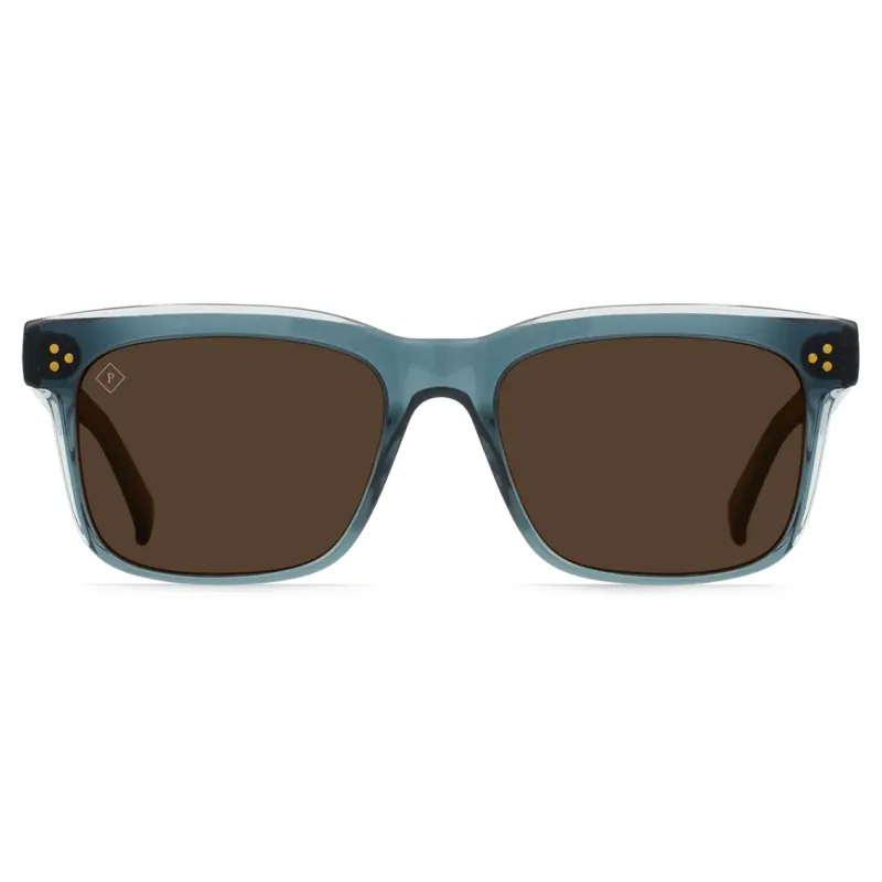 Front view of RAEN Breven sunglasses featuring brown polarized lenses and a square silhouette.