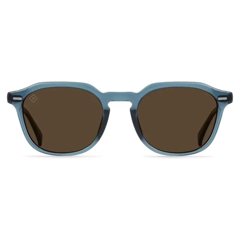 Front view of RAEN Breven sunglasses featuring brown polarized lenses and a square silhouette.